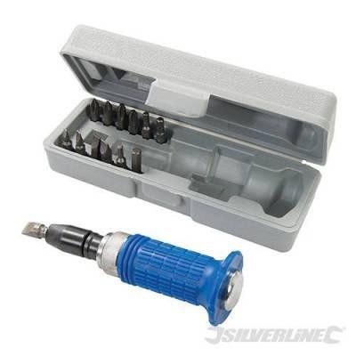 Atornillador de impacto engomado y puntas, 14 pzas